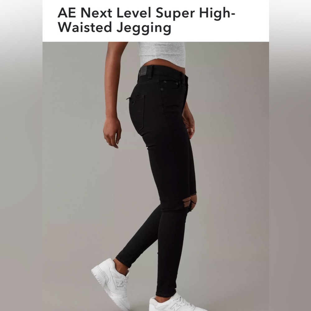 AE Next Level Ripped Super High-Waisted Jegging-Black- Sz 8-Like New condition!🖤